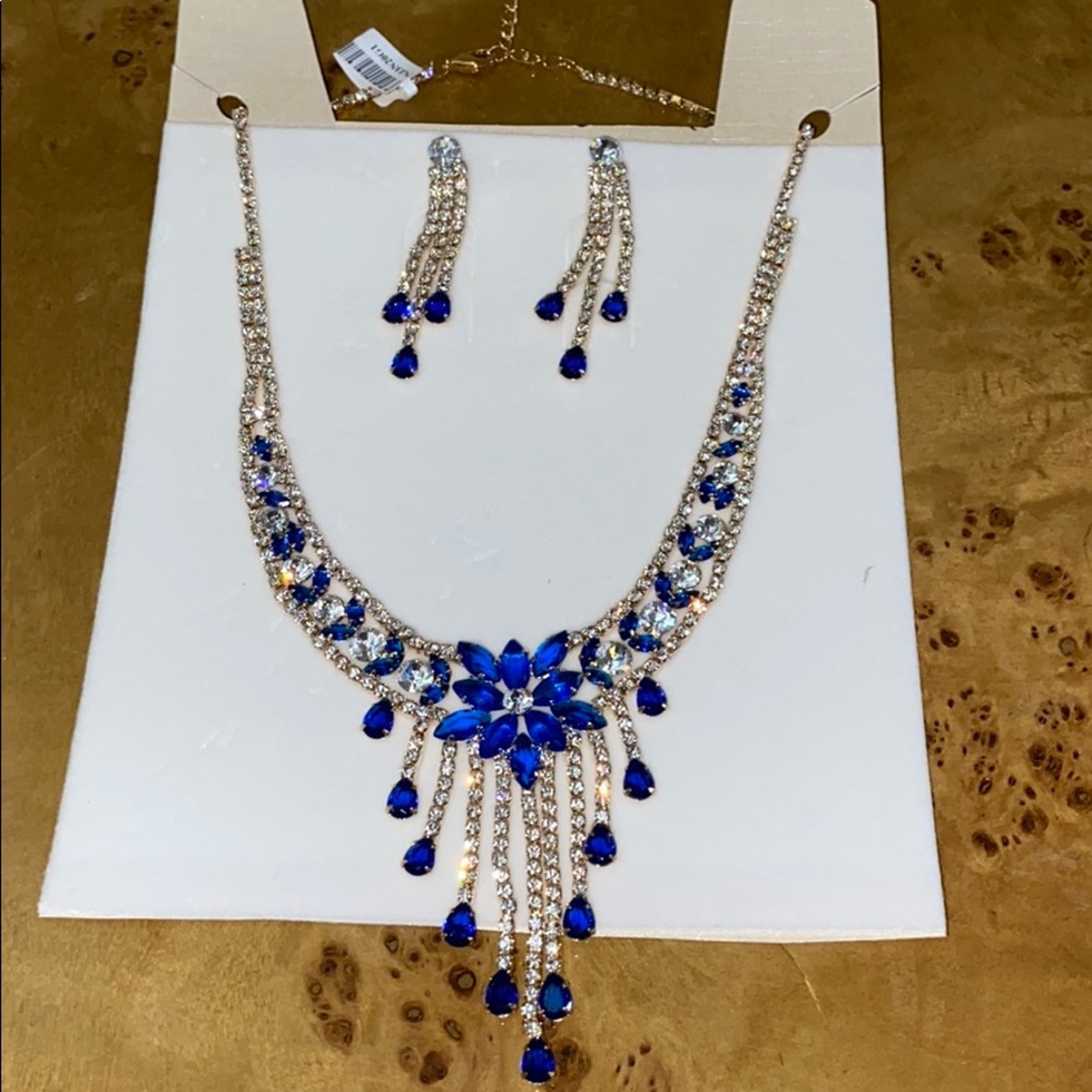 Blue Sapphire & Silver Sterling Necklace & Earring